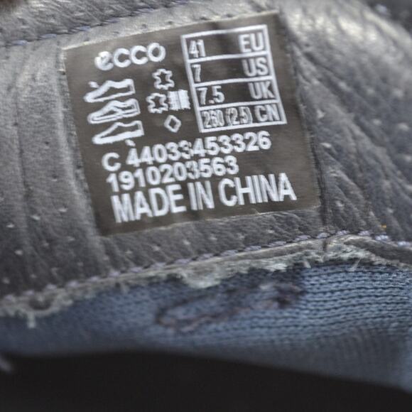 ECCO Soft Gray-Blue White Sneakers Lace Up Mens Leather SZ 7 - Picture 2 of 10